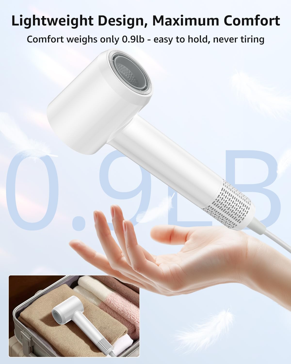 Tailulu Hair Dryer, 160000 RPM High-Speed Ionic Blow Dryer