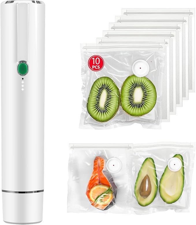 Vixino Vacuum Sealer, vacuum sealer for food, handheld vacuum sealer(Vacuum Sealers+ 10 reusable vacuum seal bags)