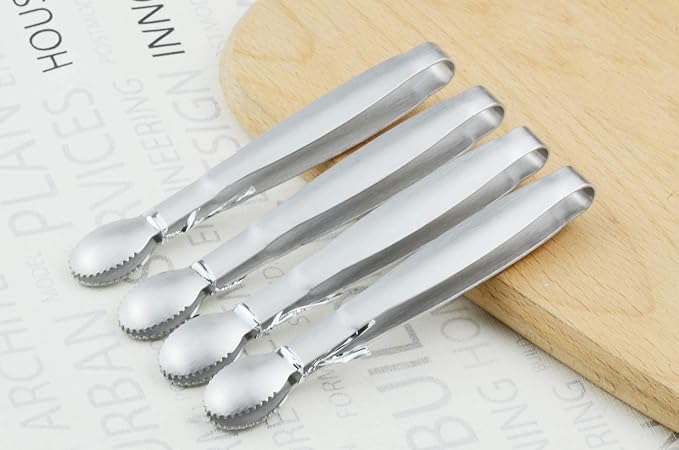 HINMAY 5" Mini Serving Tongs Tiny Stainless Steel Small Tongs, Set of 4