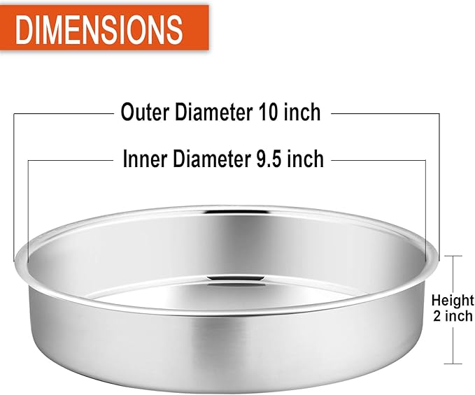 P&P CHEF 9.5 Inch Cake Pan Set of 4, Stainless Steel Round Cake Pans Tins