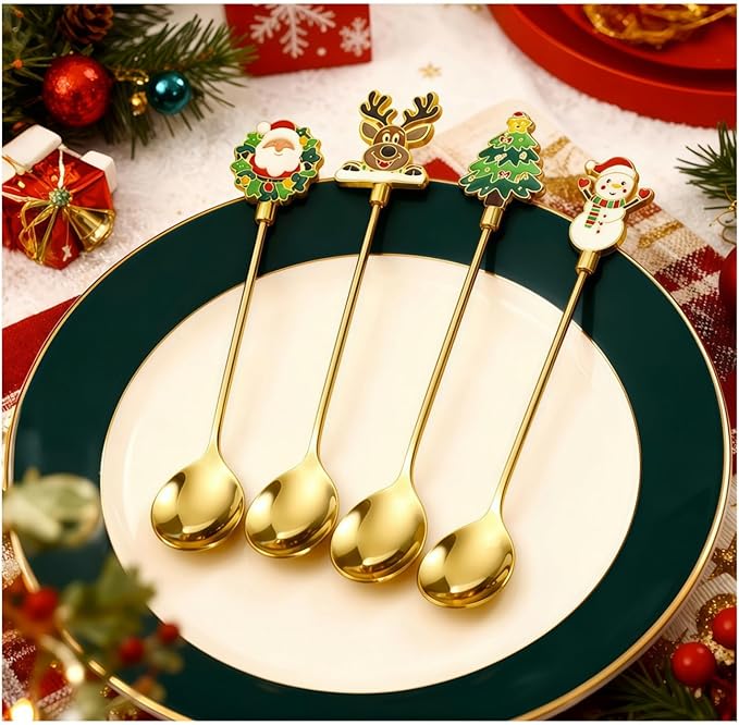 Christmas Cutlery Set (4, Gold, 【4 spoons】)