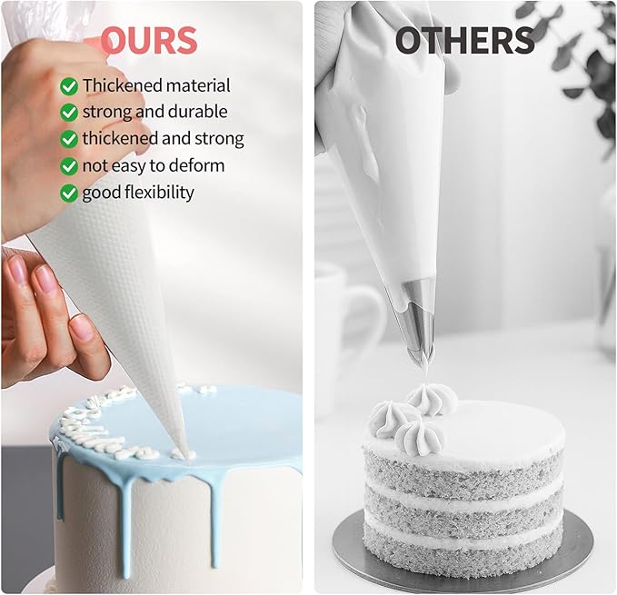Disposable Piping Bags - 100 pcs 12 inch Pastry Bags, Anti-Burst Tipless Icing Bags for Cake, Cream Frosting, Cupcakes, Pastries and Cookies Decorating