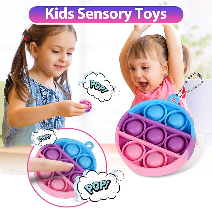 Pop Fidget Toys Bulk Its Kids Party Favors 30 Pack Round Mini Pop Keychain