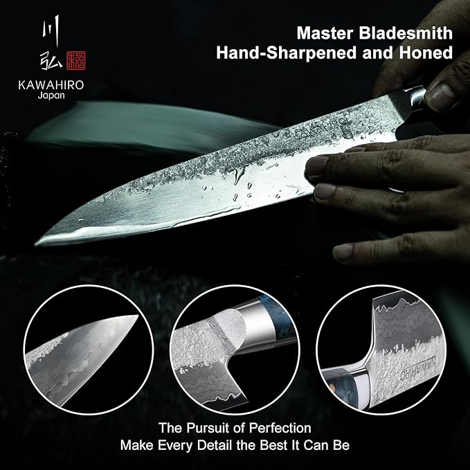 KAWAHIRO 8.27" Japanese Chef Knife, SG2 Powder Steel Gyuto, Hand Forged