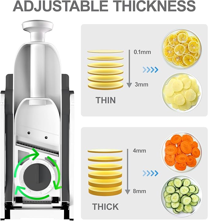 ONCE FOR ALL Safe Mandoline Slicer, Vegetable Slicer Potato Slicer, Gray