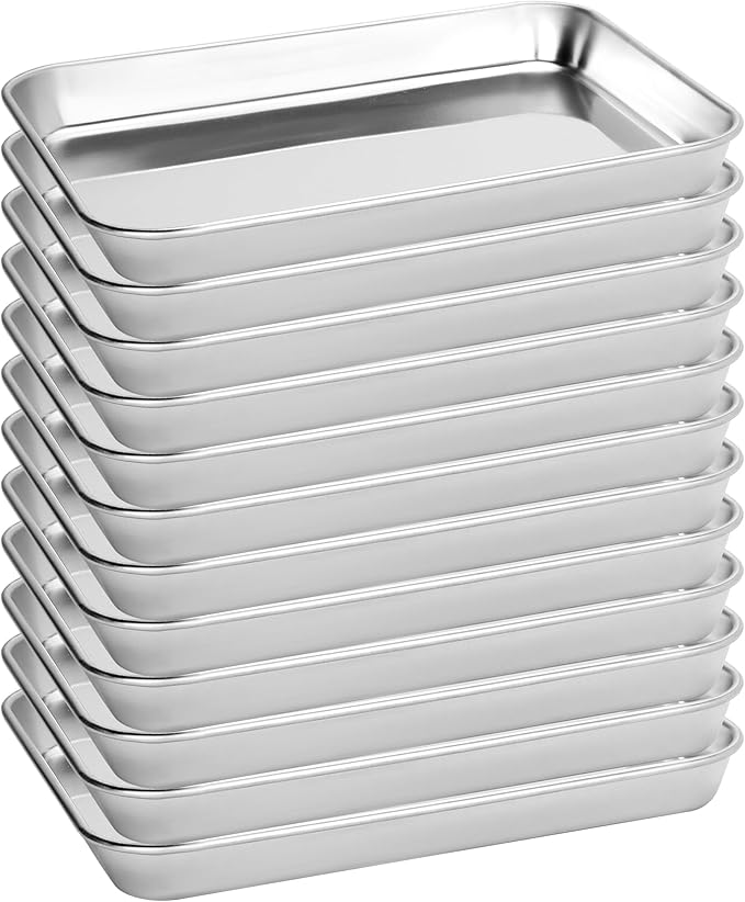 BIEAMA 12 Pack Stainless Steel Toaster Oven Baking Sheets, 9 x 7 in