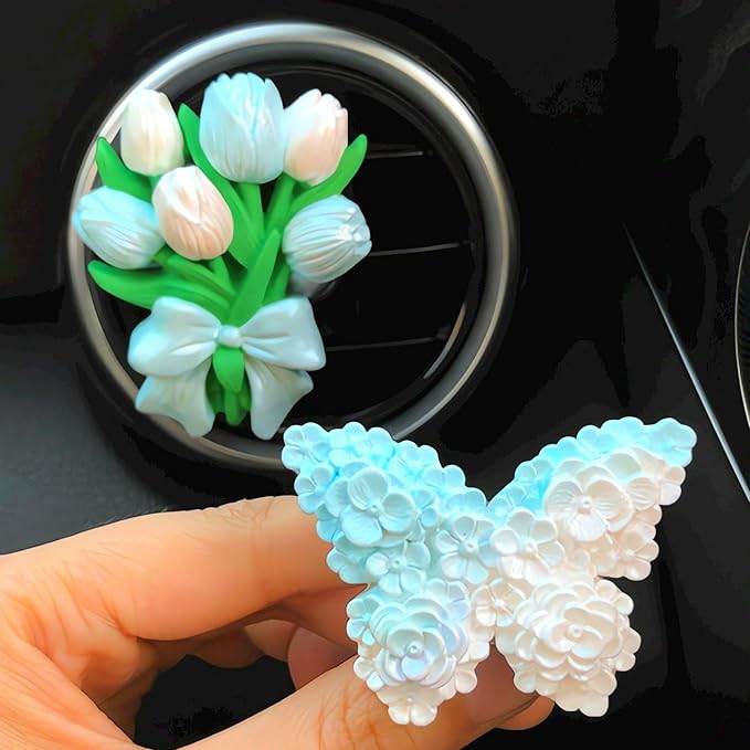 Tulip Bouquet & Lace Butterfly Silicone Soap Candle Resin Mold Floral Decor