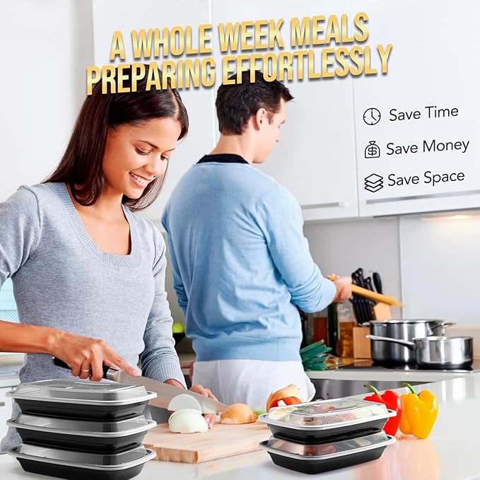 Glotoch Express Meal Prep Containers with Lids 16oz 50 Pack Leakproof