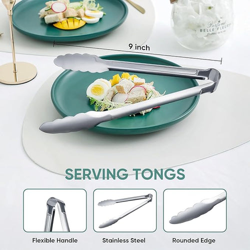 12 Pack Buffet Tongs Serving Tongs Stainless steel Kitchen Tongs 7inch