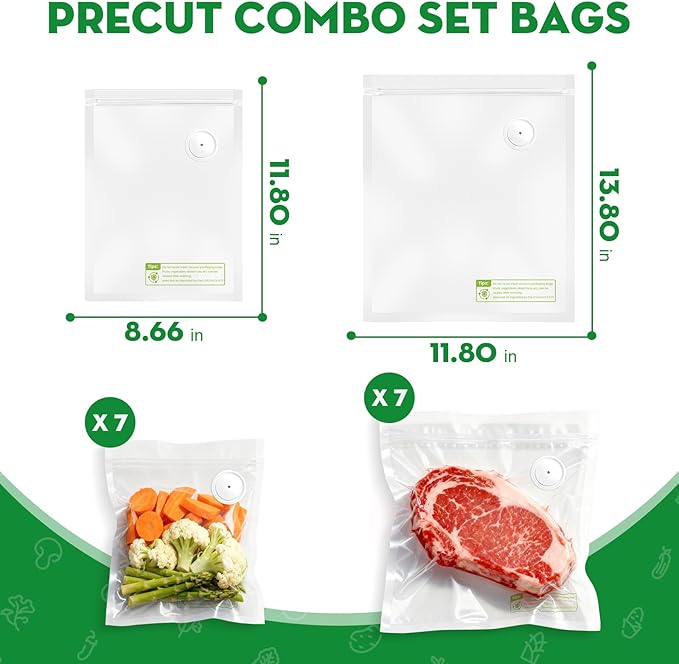 Compact Handheld Vacuum Sealer Machine for Food with 14 Reusable Bags
