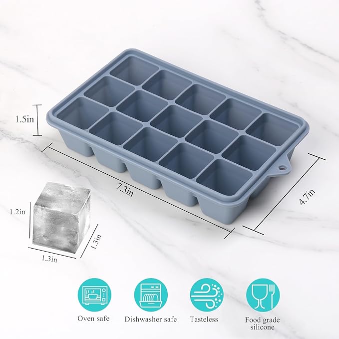 2 Tbsp Silicone Freezer Molds - Perfect for Storing Garlic, Herbs, Ginger, Pesto, Tomato Paste, Lemon Juice, Purees and More - Silicone Food Freezer Tray (Multicolor 6 Pack)