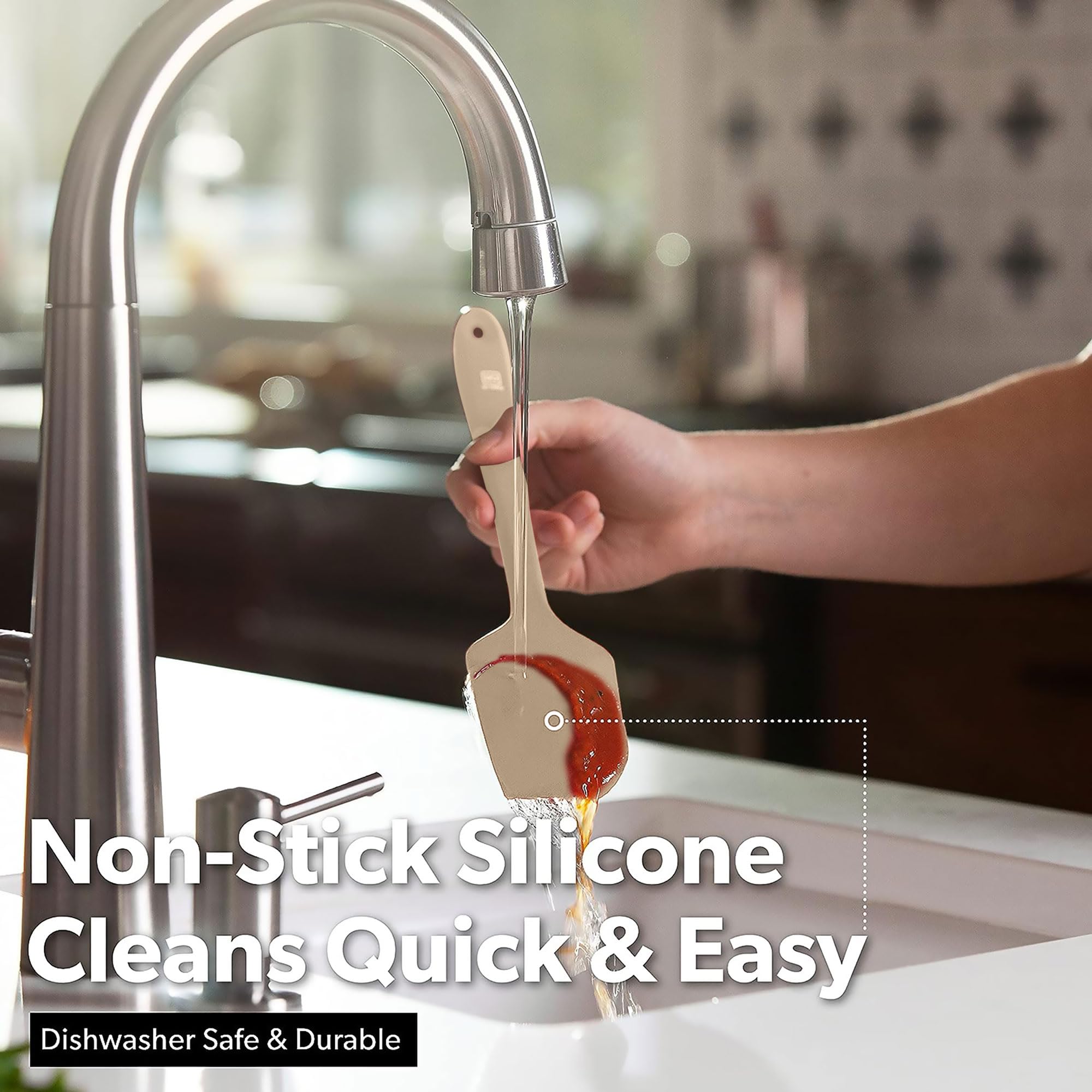 DI ORO Silicone Spatula Set - 600F Heat Resistant, 4-Pc Clay