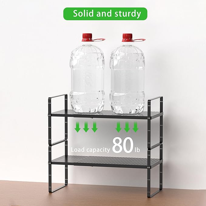 SOFRON Expandable Storage Shelf, Stackable Organizer Rack, Black Small 1 PK