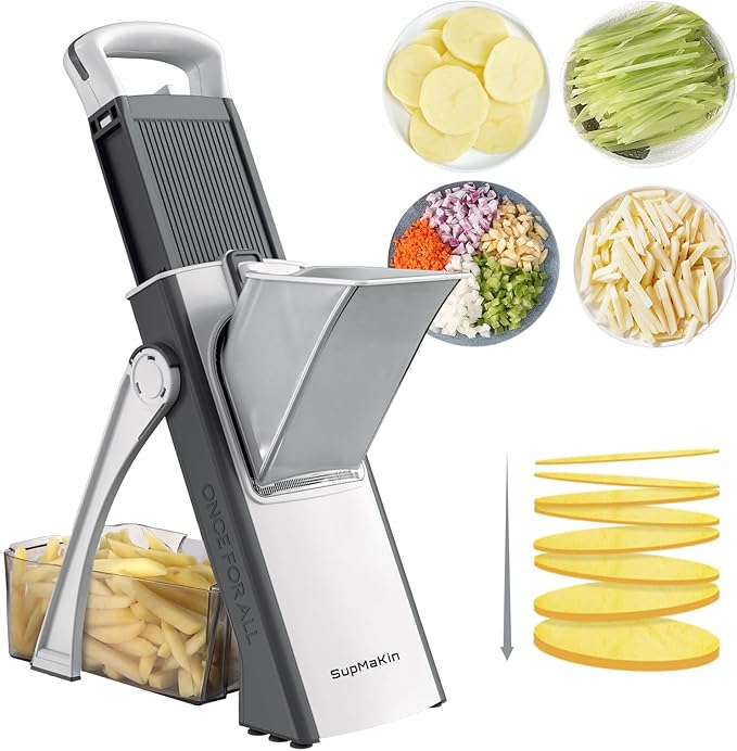 SupMaKin Safe Mandoline Slicer Plus for Kitchen Adjustable Vegetable Slicer