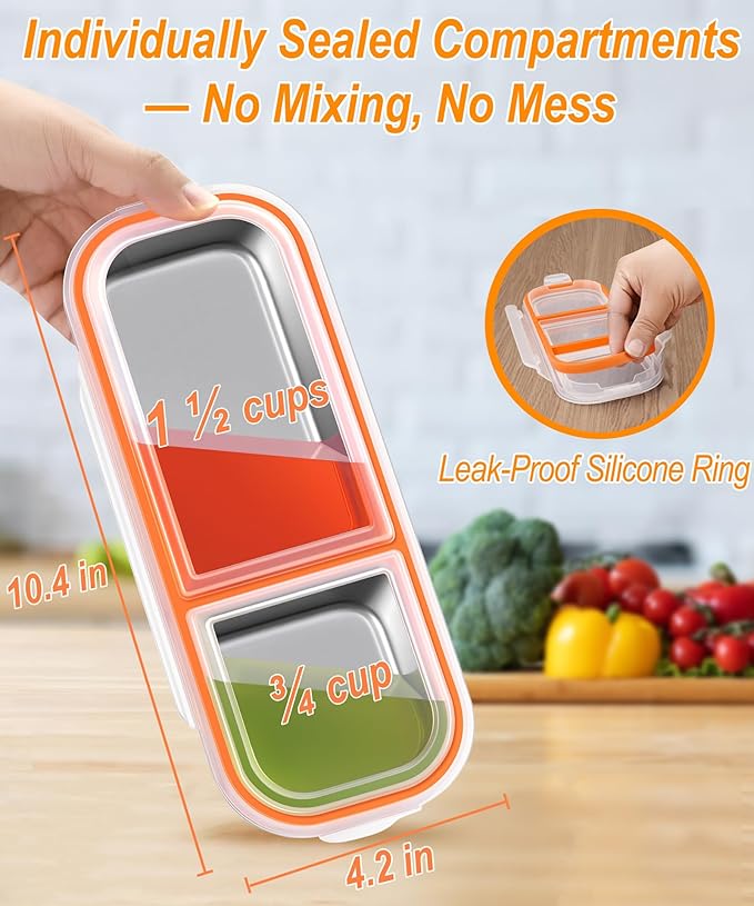 5-Pack Stainless Steel Snack & Lunch Containers for Kids & Adults, 21 oz
