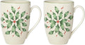 Lenox Hosting the Holidays Holly Porcelain Christmas Mug Set for 2, 14oz