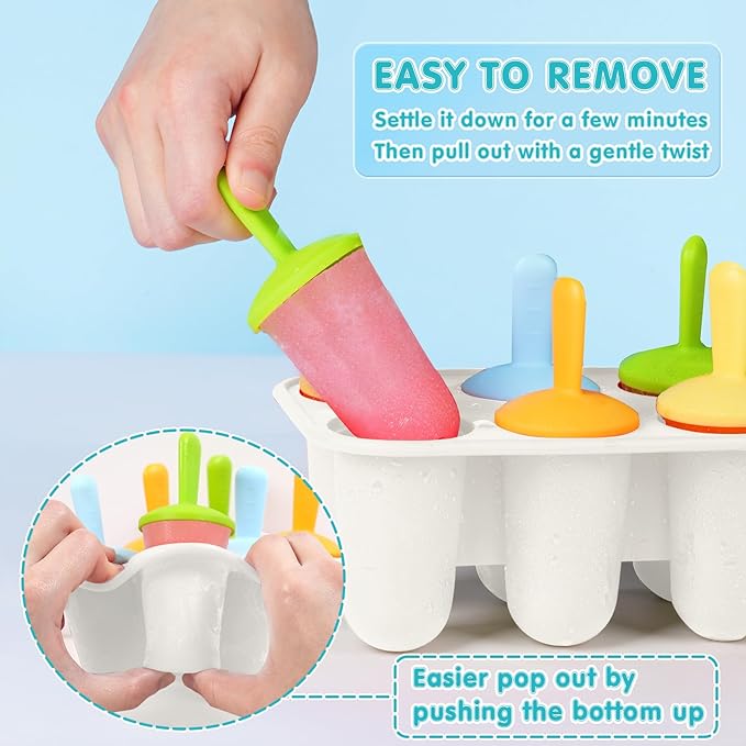 Silicone Popsicle Molds for Toddlers, 8-Cavity Mini Popsicle Molds
