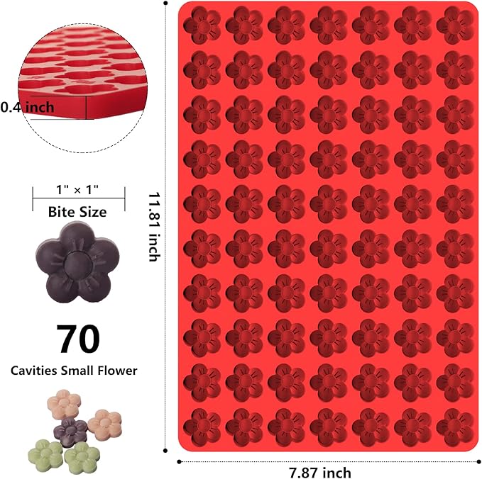 Amyandone Flower Silicone Mold, Small Plum Blossom Shaped, 70 Cavities