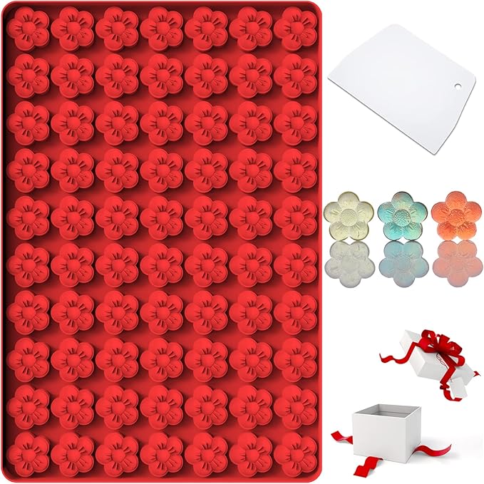 Amyandone Flower Silicone Mold, Small Plum Blossom Shaped, 70 Cavities