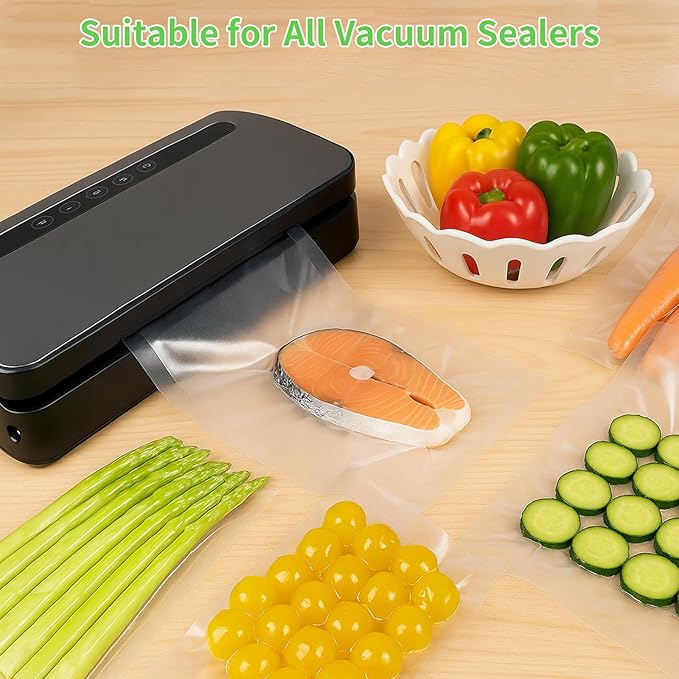 MakMeFre Quart 8"x12"Vacuum Sealer Bags 200ct for Food Storage