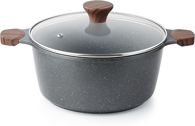 SENSARTE Nonstick Stock Pot with Lid, 4.5 Quart, Gray