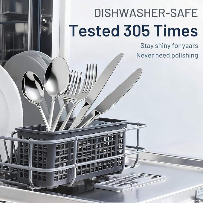 30 Pack Silverware Set for 6, KIKCOIN Food-Grade Stainless Steel Flatware Set, Heavy Duty Mirror Polished Cutlery Utensils Set with Knives Spoons and Forks Set for Home Kitchen Restaurant Wedding
