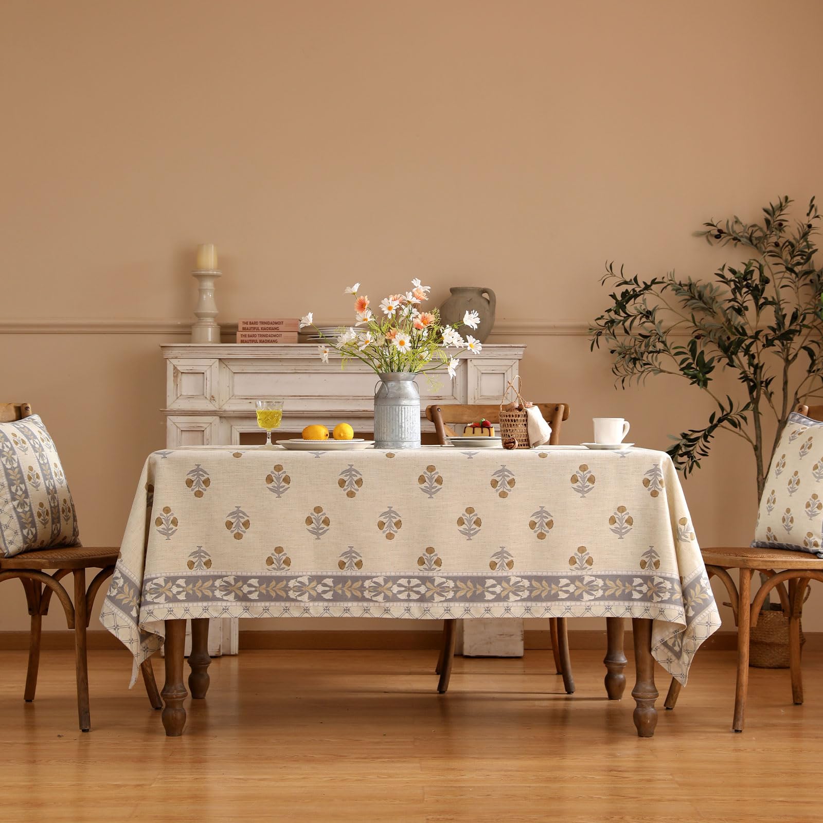 patdrea Vintage French Linen Tablecloth,Square,55"x55"-Istana A