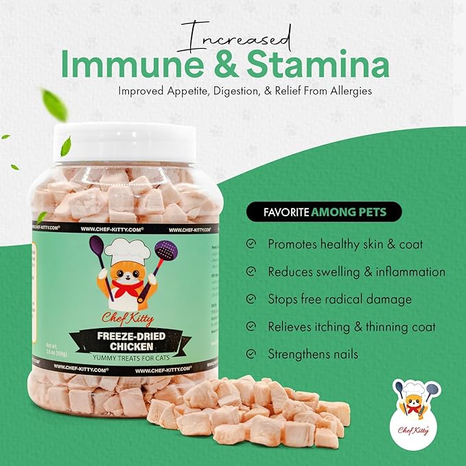 Chef Kitty Freeze Dried Chicken Cat Treats, 100% Human Grade, 3.5 oz
