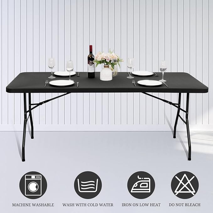 REWOMC 6 Pack Stretch Table Top Cap Cover, Gray, 30" x 96"
