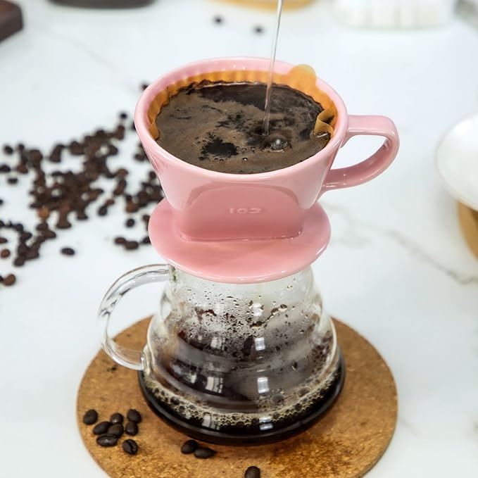 LHUKSGF Pour Over Ceramic, Coffee Dripper Ceramic Coffee Maker,Pink