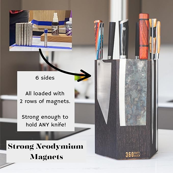 360KnifeBlock® MAX (black) ROTATING Magnetic Knife Block