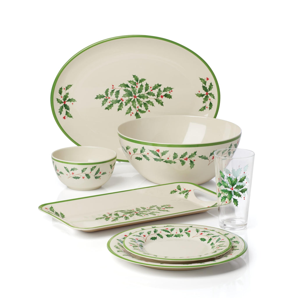 Lenox Holiday Melamine Christmas Dinner Plate Set for 4