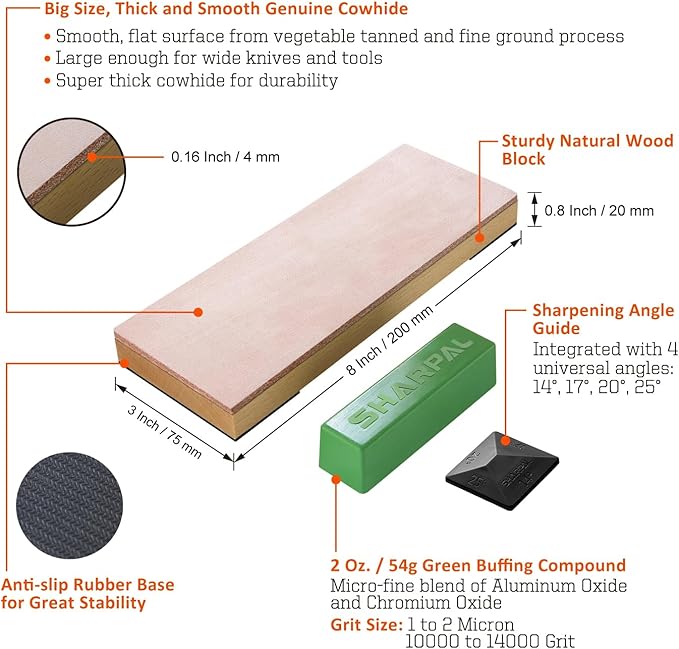SHARPAL 204N Leather Strop 8" x 3" Kit