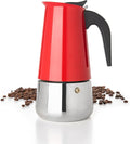 Mixpresso 9 Cup Greca Moka Pot Red Stainless Steel Stovetop Espresso Maker