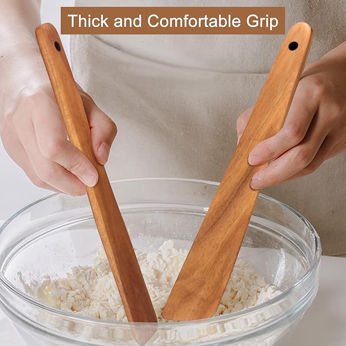 Non Toxic Wood Spatula for Cooking Spoon Teak Wooden Utensil Set Spurtle