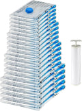 Amazon Basics Vacuum Storage Bags with Hand Pump for Travel, Space Saving Compression Bags for Clothes, Clothing, Blankets and Duvets, Clear, 20 Pack (5 Small, 5 Medium, 5 Large & 5 Jumbo)