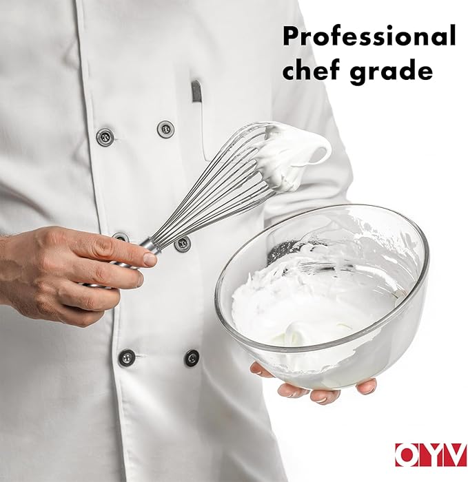 OYV 18/10 Stainless Steel Whisk, 12-Inch Metal Whisk, Ergonomic Handle