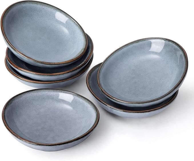 famiware Ceramic Soy Sauce Dish, 2.1oz Dipping Bowl Set of 6, Blue