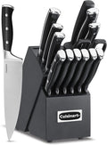 Cuisinart 15-Piece Knife Set with Block, High Carbon Stainless Steel, Forged Triple Rivet (Black/Black)