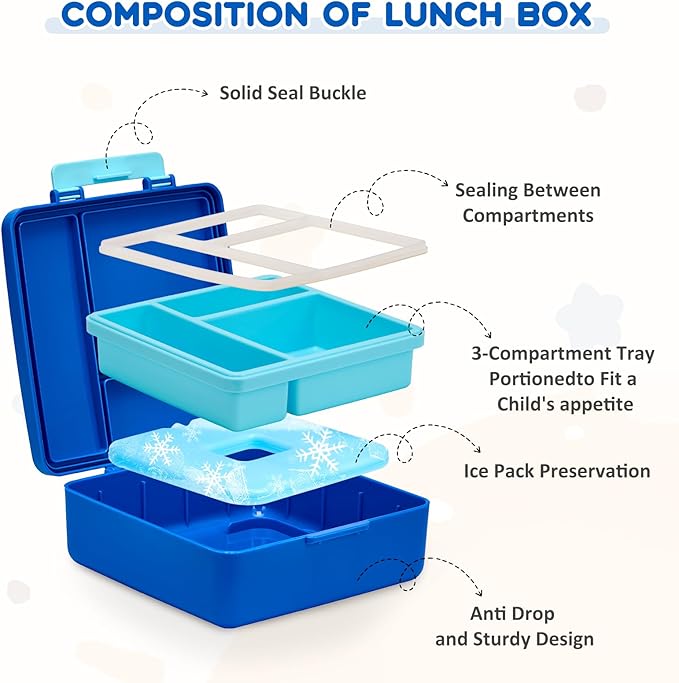 Pawtong Lunch Box Set with Bento Box Container, 17OZ Stainless Steel Food Soup Thermo, Kids Water Bottle & Portable Insulated Lunch Bag, Leakproof, Hot/Cold Retention for School, Travel (Dinasour)