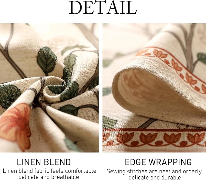 ISAENNE Vintage French Linen Rectangular Tablecloth,102"x63"-Flora A