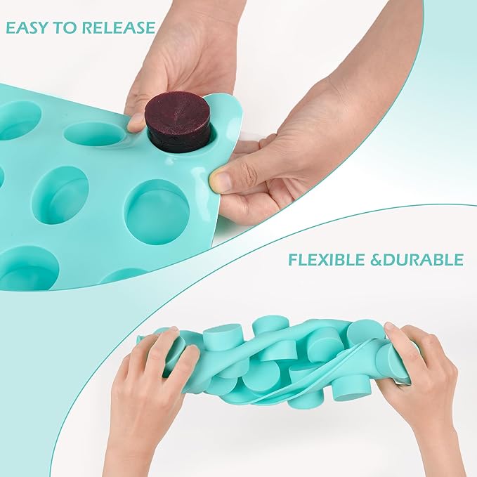 AFINSEA 3Pcs Cake Puck Mold Set,2 Different Sizes Chocolate Covered Cake Silicone Molds, 24-Cavity&12-Cavity Round Cake Pop Molds with 2 Spatulas for DIY Cake Cores, Chocolate Desserts,Cakepucks