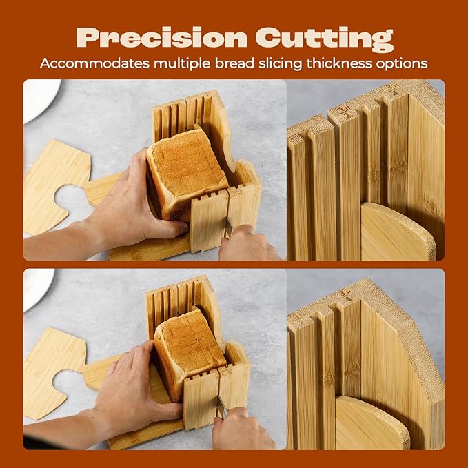 Piklohas 2026 Bagel Slicer, Bamboo Bread Slicer for Small and Large Bagels