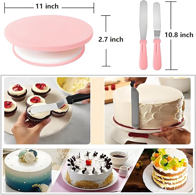 ANSLYQA Cake Decorating Kit, 298 Pcs Baking Tools (Pink)