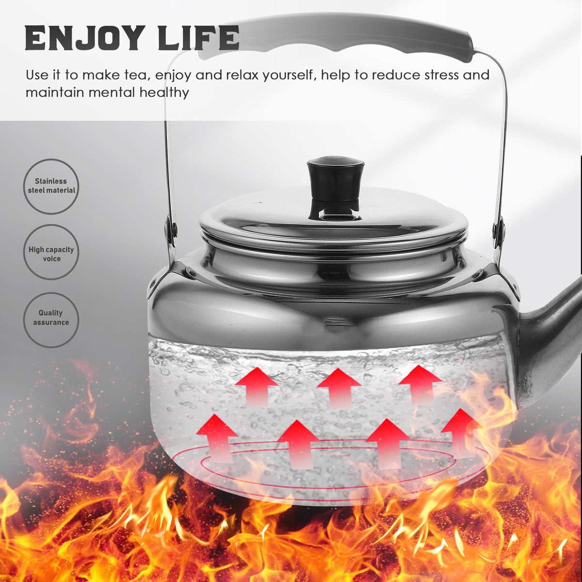 Stainless Steel Water Kettle 63OZ Outdoor Teapot with Anti-Scald Handle Portable Tea Kettle for Home and Camping Silver