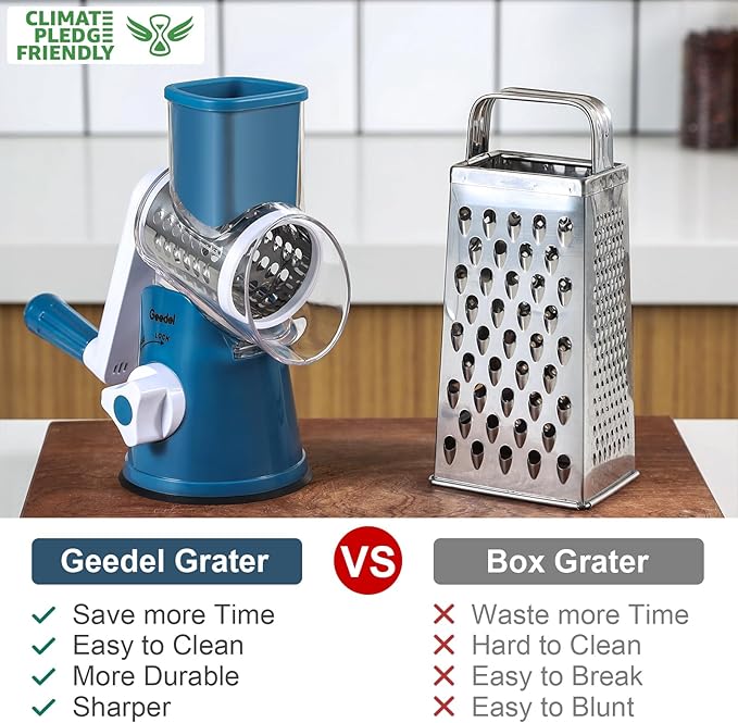 Geedel Rotary Cheese Grater Hand Crank, Cheese Shredder Vegetable Slicer