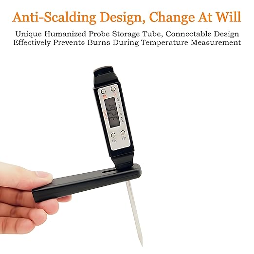 Ausenzup Meat Thermometer - Digital Food Thermometer for Cooking Kitchen - Automatic Calibration Pen Style Electronic Pocket Thermometer for Water Temperature, Barbecue (Black)