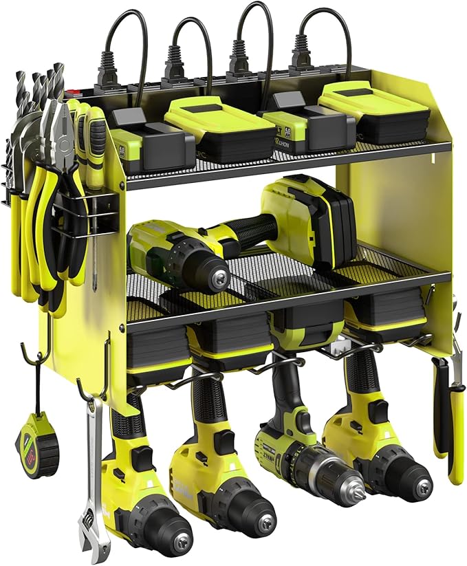 CCCEI Wall Mount Modular Tool Charging Organizer, Green, 2 Pack, 3 Tier.