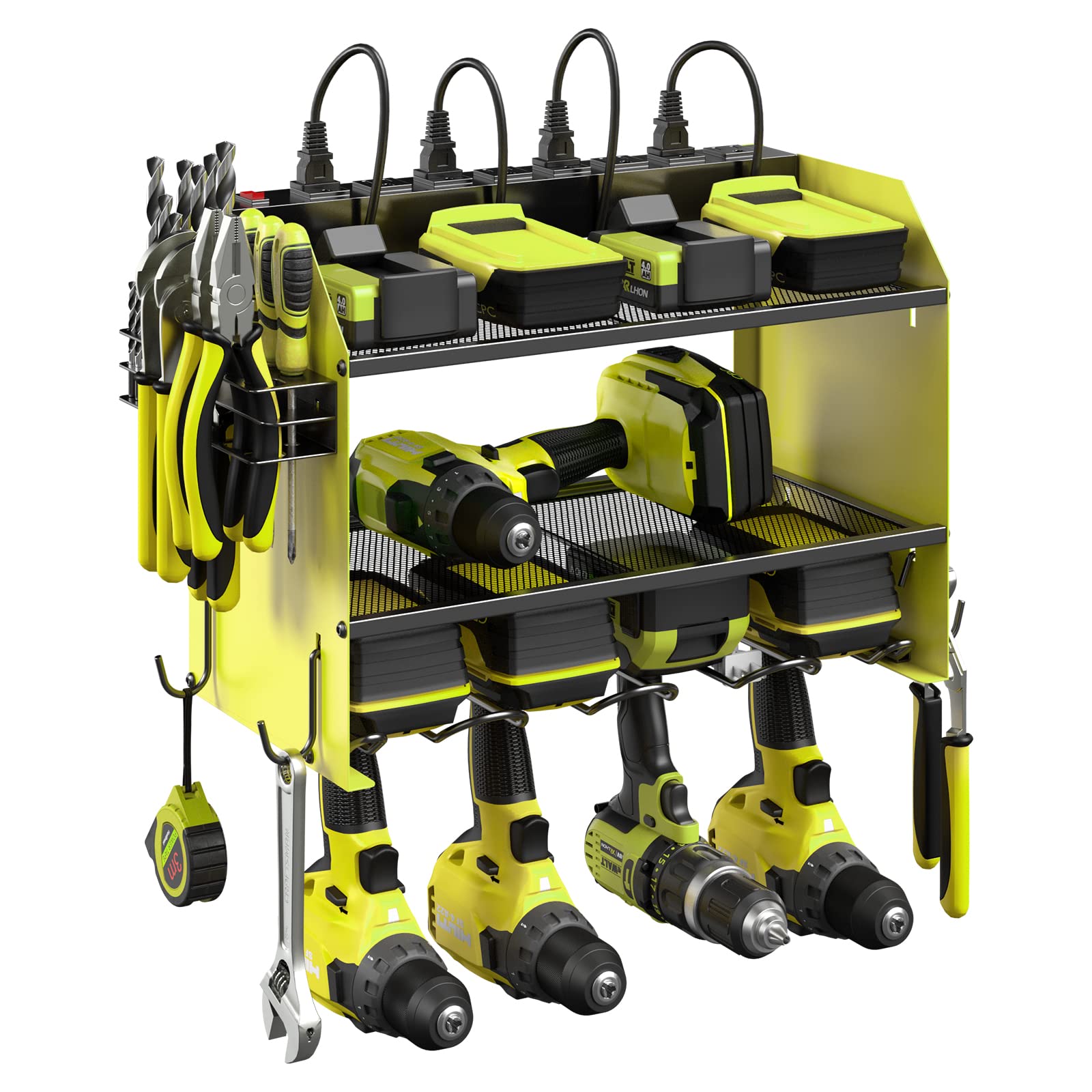 CCCEI Wall Mount Modular Tool Charging Organizer, Green, 2 Pack, 3 Tier.