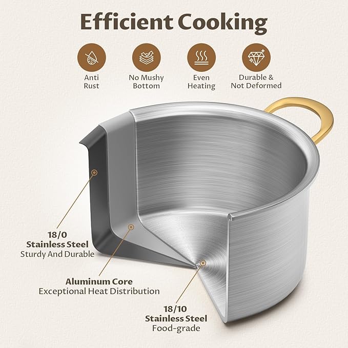 BEZIA 10 QT Stock Pot with Lid, Full Clad Tri-Ply Stainless Steel Soup Pot